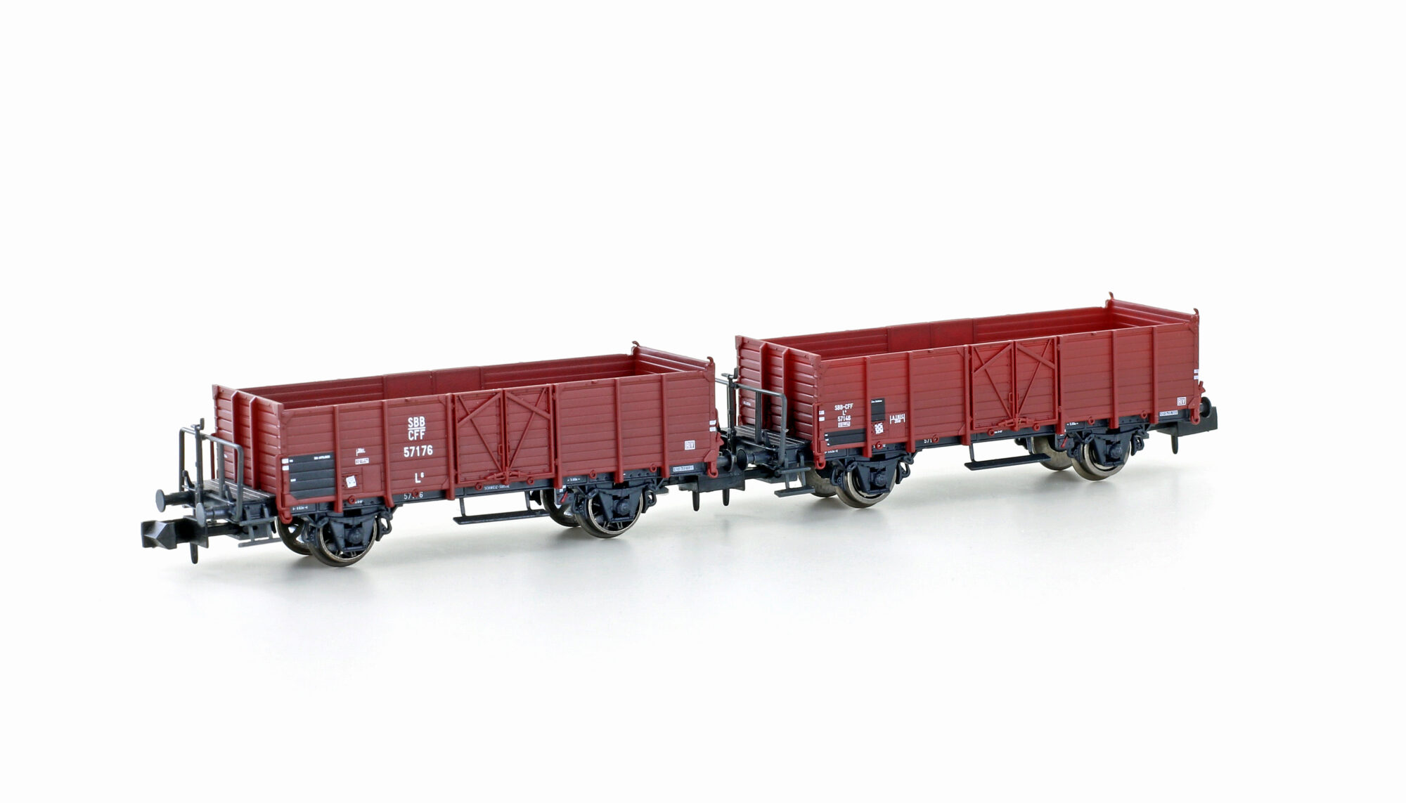 Hobbytrain H24351 SBB 2 offene Güterwagen L6,Holz-Ausführung Ep.III